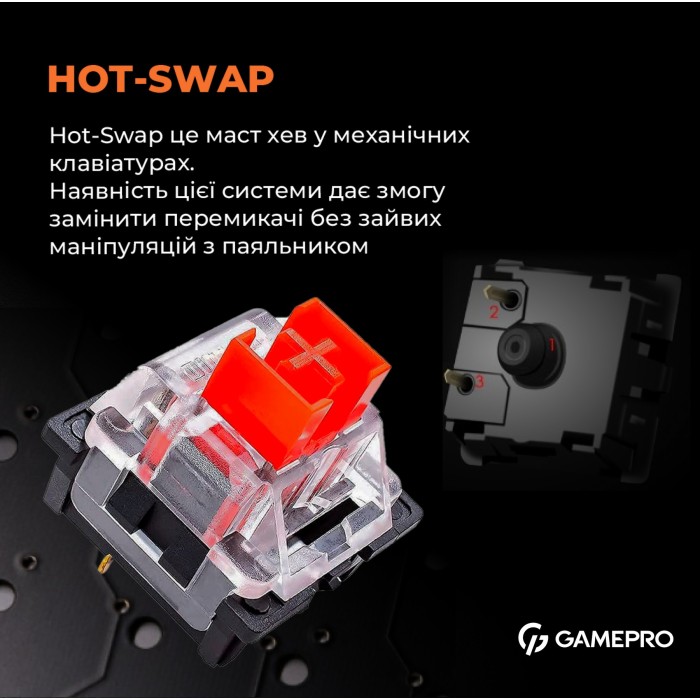 Дротова механічна клавіатура GamePro MK180B (Red) з Hot-Swap RGB Blac (MK180B)