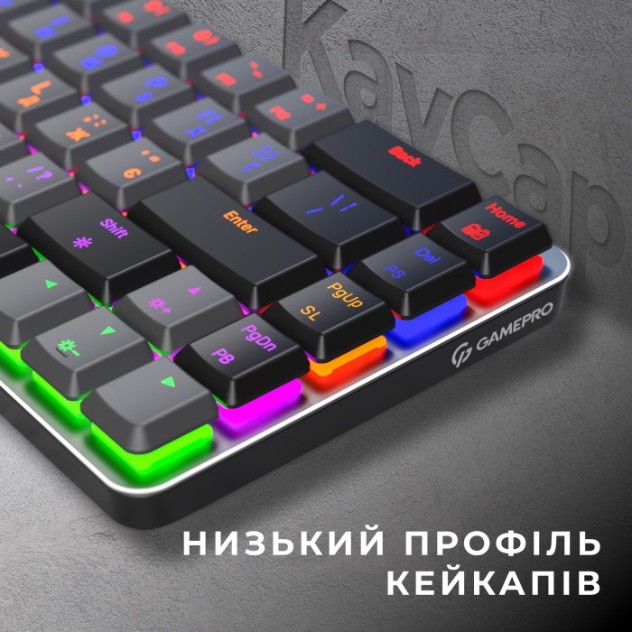 Бездротова механічна клавіатура GamePro MK122R Red Switch Low Profile Wireless Dark Gray (MK122R)