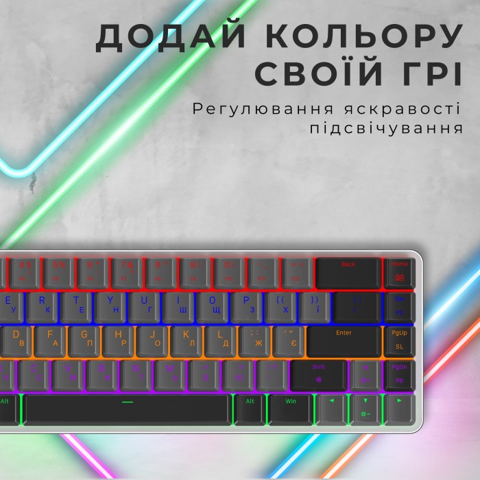 Бездротова механічна клавіатура GamePro MK122R Red Switch Low Profile Wireless Dark Gray (MK122R)