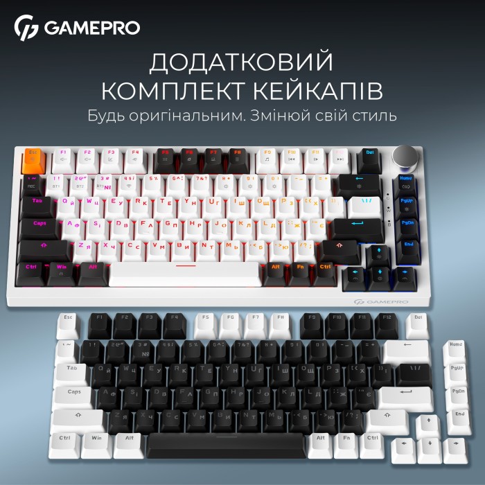 Бездротова механічна клавіатура GamePro Asgard Valhalla (MK160W Pro) 75% QLAB orange switches (MK160W Pro)