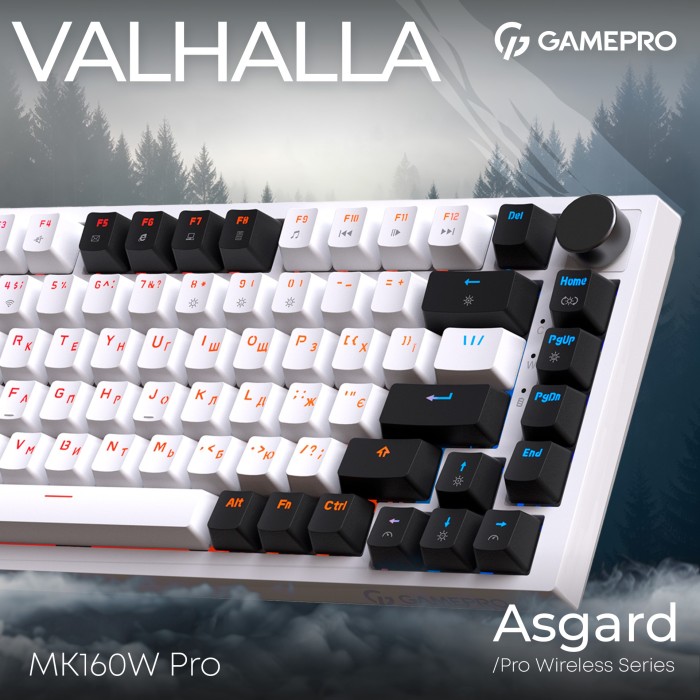 Бездротова механічна клавіатура GamePro Asgard Valhalla (MK160W Pro) 75% QLAB orange switches (MK160W Pro)
