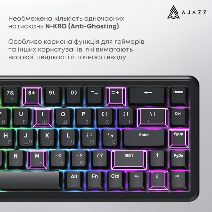 Клавіатура механічна дротова Ajazz AK680 MAX Magnetic Switch RGB USB Black (AK680-WM-B-A)