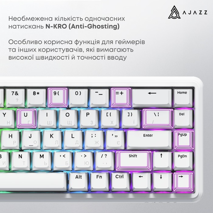 Клавіатура механічна дротова Ajazz AK680 MAX Magnetic Switch RGB USB White (AK680-WM-W-A)