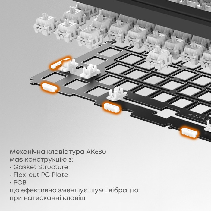 Клавіатура механічна дротова Ajazz AK680 MAX Magnetic Switch RGB USB White (AK680-WM-W-A)