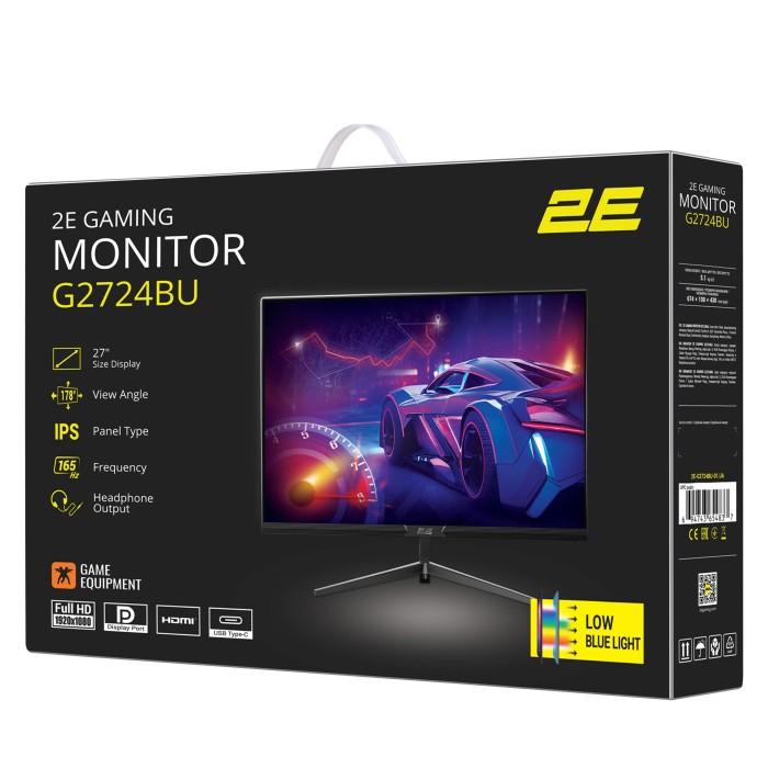 Монітор 2E GAMING 27 G2724BU HDMI, DP, Type-C, IPS, 165Hz, 1ms, FreeSync (2E-G2724BU-01.UA)