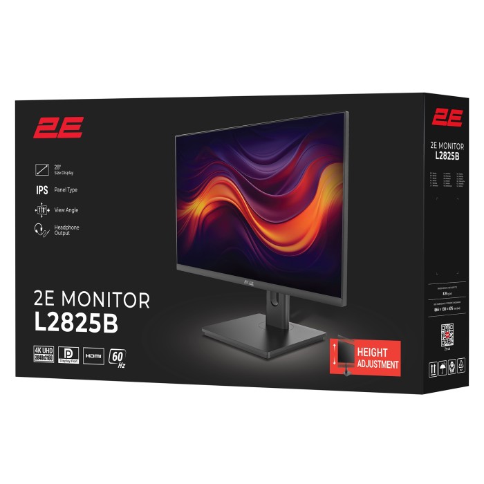 Монітор 2E 28 L2825B 2xHDMI, DP, IPS, NTSC 84%, 3840x2160, HAS (2E-L2825B-01.UA)