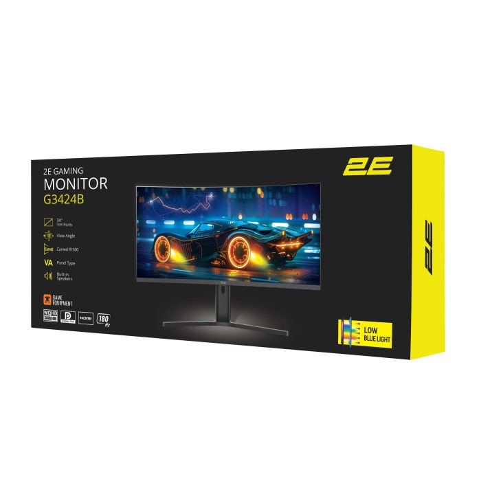 Монітор 2E GAMING 34 G3424B 2xHDMI, DP, VA, 3440x1440, 180Hz, 1ms, NTSC 85%, CURVED, FreeSync, HAS (2E-G3424B-01.UA)