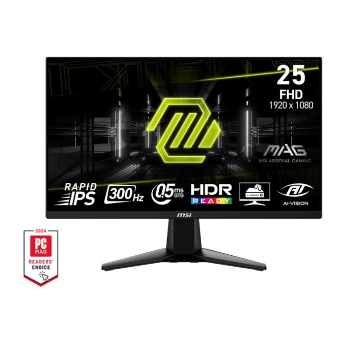 Монітор MSI 24.5 MAG 255XF 2xHDMI, DP, Audio, IPS, 300Hz, 0.5ms, sRGB 120%, FreeSync (9S6-3BC21M-021)