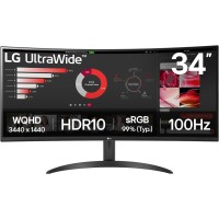 Монітор LG 34 34WR50QK-B 2xHDMI, DP, Audio, VA, 3440x1440, 21:9, 100Hz, sRGB 99%, CURVED, FreeSync, HDR10 (34WR50QK-B)