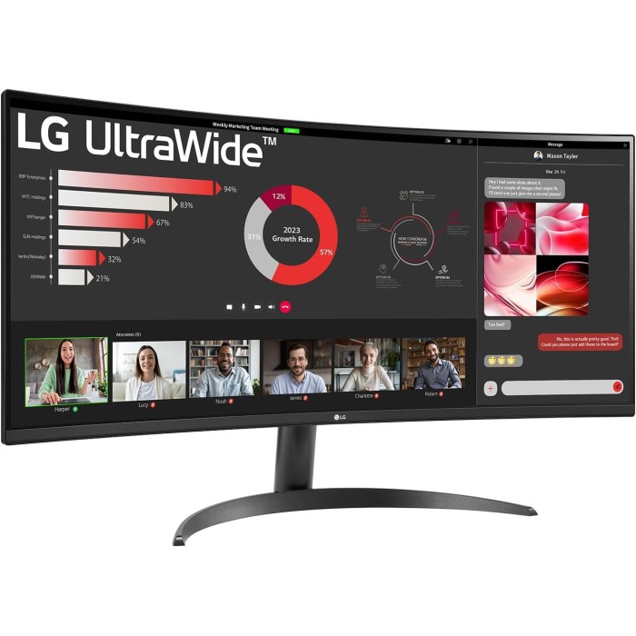 Монітор LG 34 34WR50QK-B 2xHDMI, DP, Audio, VA, 3440x1440, 21:9, 100Hz, sRGB 99%, CURVED, FreeSync, HDR10 (34WR50QK-B)