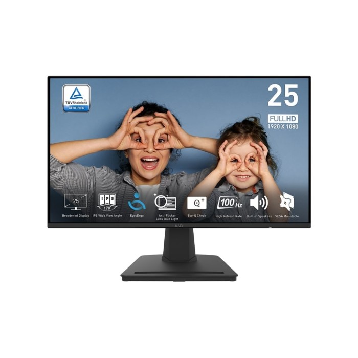 Монітор MSI 24.5 PRO MP252 HDMI, DP, MM, IPS, 100Hz, 1ms, sRGB 100%, AdaptiveSync (9S6-3PC4CT-008)