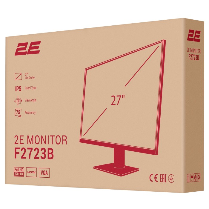 Монітор 2E 27 F2723B D-Sub, HDMI, IPS, 75Hz (2E-F2723B-01.UA)