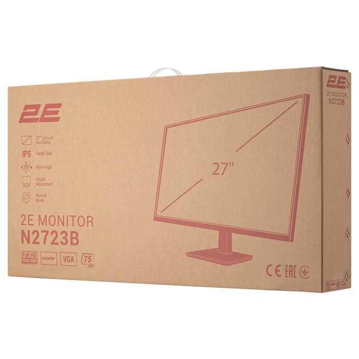 Монітор 2E 27 N2723B D-Sub, HDMI, IPS, 75Hz, Pivot (2E-N2723B-01.UA)