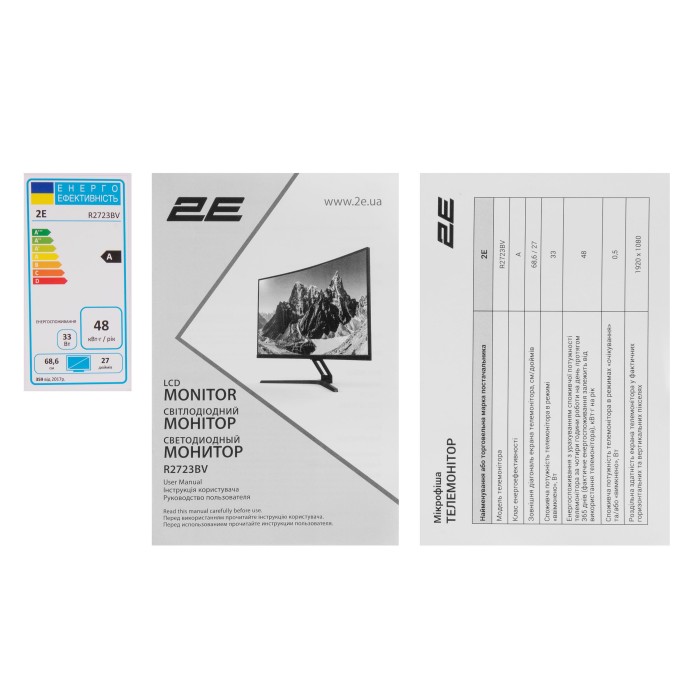 Монітор 2E GAMING 27 R2723BV HDMI, DP, VA, 165Hz, 6ms, CURVED, FreeSync (2E-R2723BV-01.UA)