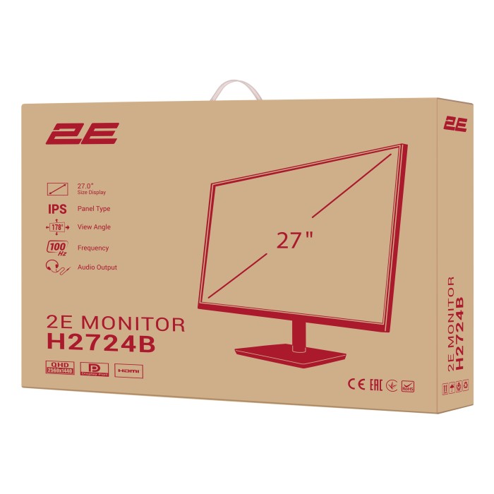 Монітор 2E 27 H2724B D-Sub, HDMI, DP, IPS, 2560x1440, 100Hz, FreeSync (2E-H2724B-01.UA)