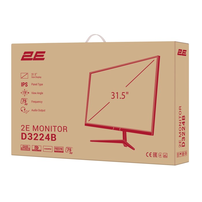 Монітор 2E 31.5 D3224B 2xHDMI, DP, IPS, 2560x1440, 75Hz, 5ms, FreeSync (2E-D3224B-01.UA)
