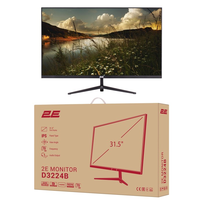 Монітор 2E 31.5 D3224B 2xHDMI, DP, IPS, 2560x1440, 75Hz, 5ms, FreeSync (2E-D3224B-01.UA)