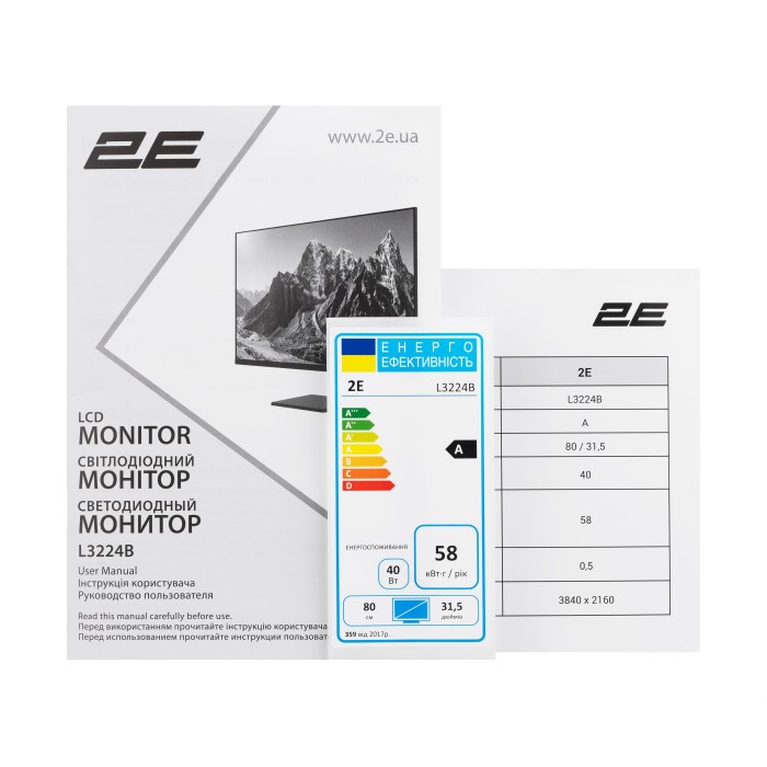 Монітор 2E 31.5 L3224B 2xHDMI, DP, VA, 3840x2160, MM (2E-L3224B-01.UA)