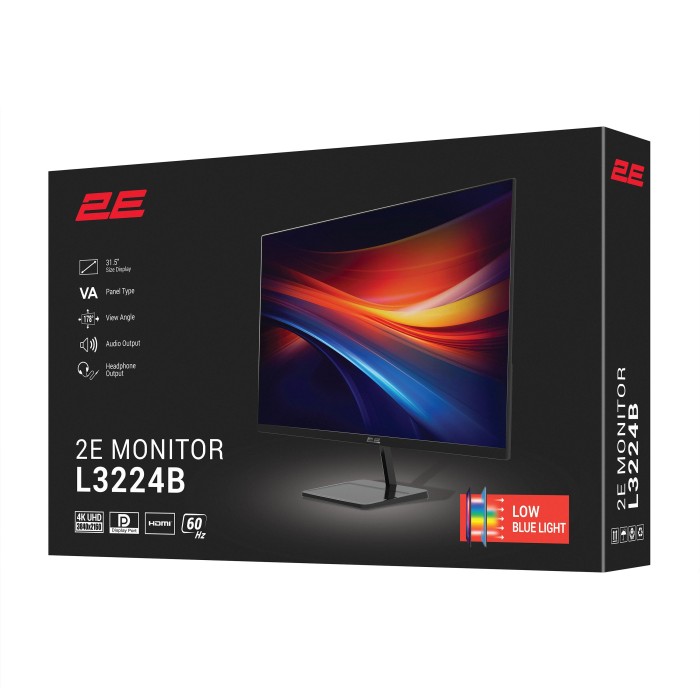 Монітор 2E 31.5 L3224B 2xHDMI, DP, VA, 3840x2160, MM (2E-L3224B-01.UA)