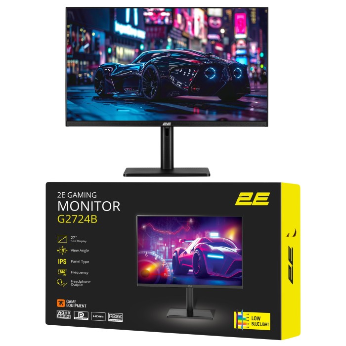 Монітор 2E GAMING 27 G2724B 2xHDMI, DP, IPS, 2560x1440, 180Hz, 1ms, FreeSync, HAS (2E-G2724B-01.UA)