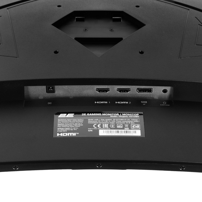 Монітор 2E GAMING 27 G2724BV HDMI, DP, VA, 2560x1440, 165Hz, 1ms, CURVED, FreeSync (2E-G2724BV-01.UA)