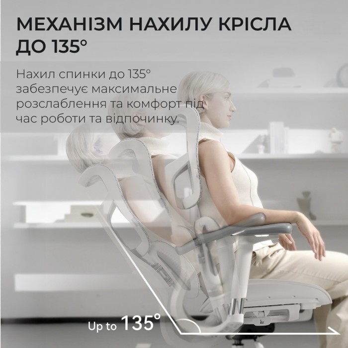 Крісло офісне Sihoo DORO S100 Mesh White (S100-M302)