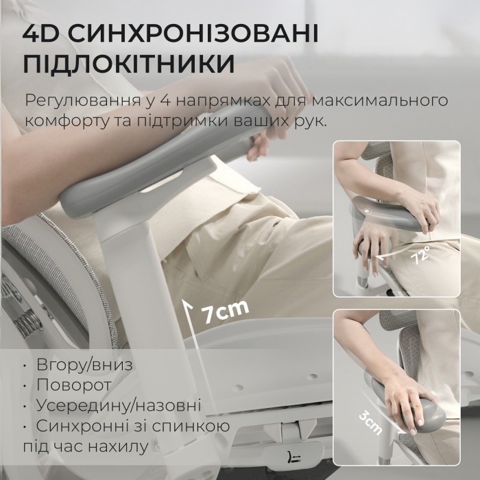 Крісло офісне Sihoo DORO S100 Mesh White (S100-M302)