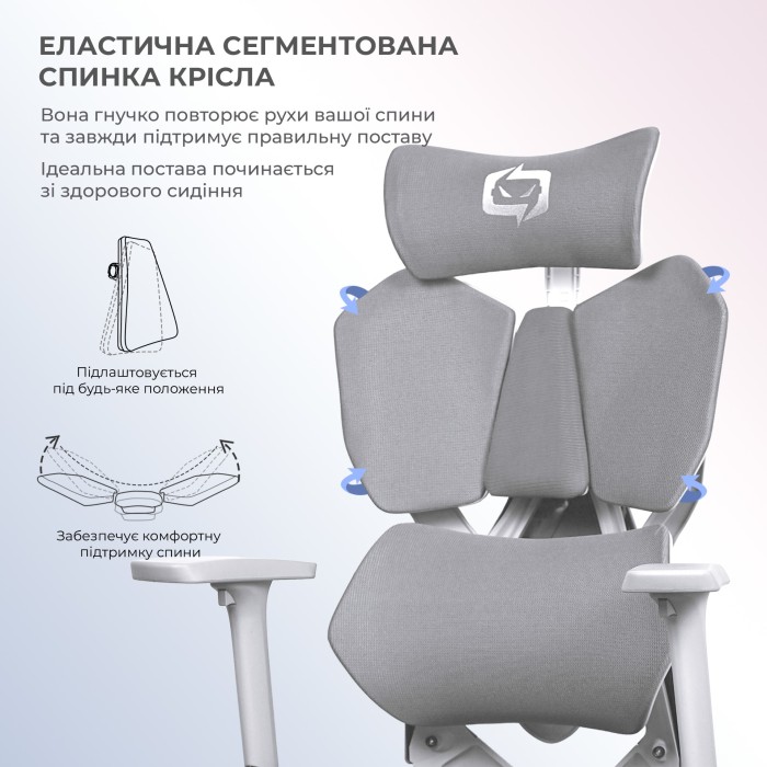 Крісло геймерське Sihoo Xallking X5C Mesh Grey (X5FC-N101)