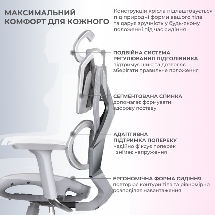 Крісло геймерське Sihoo Xallking X5C Mesh Grey (X5FC-N101)