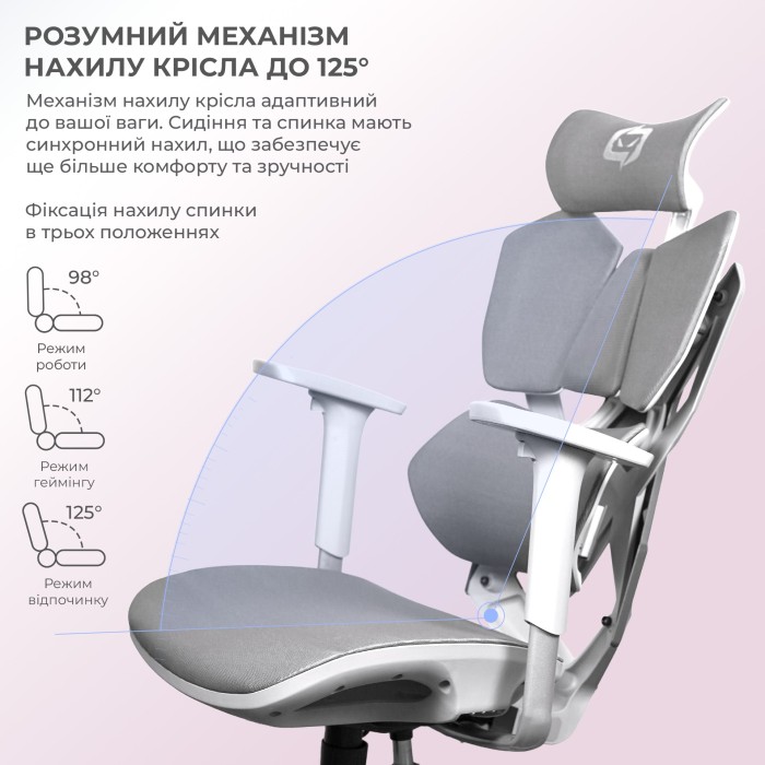 Крісло геймерське Sihoo Xallking X5C Mesh Grey (X5FC-N101)