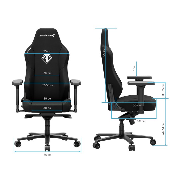 Крісло ігрове Anda Seat Phantom 3 XL Fabric Gray Size XL (AD18XL-52-G-F-G01)