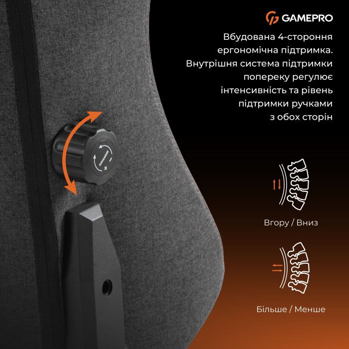 Крісло ігрове GamePro GC775DG Fabric Dark Gray (GC775DG)
