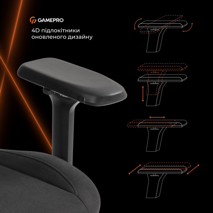 Крісло ігрове GamePro GC925B Fabric Black (GC925B)