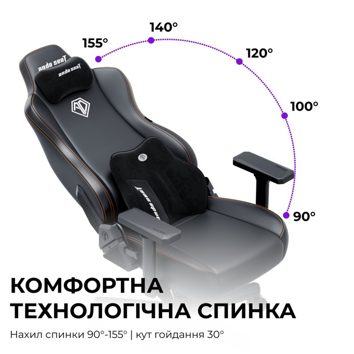 Крісло ігрове Anda Seat Novis Plus Fabric Dark Grey Size XL (AD23YC-XL-01-GB-F-G04)