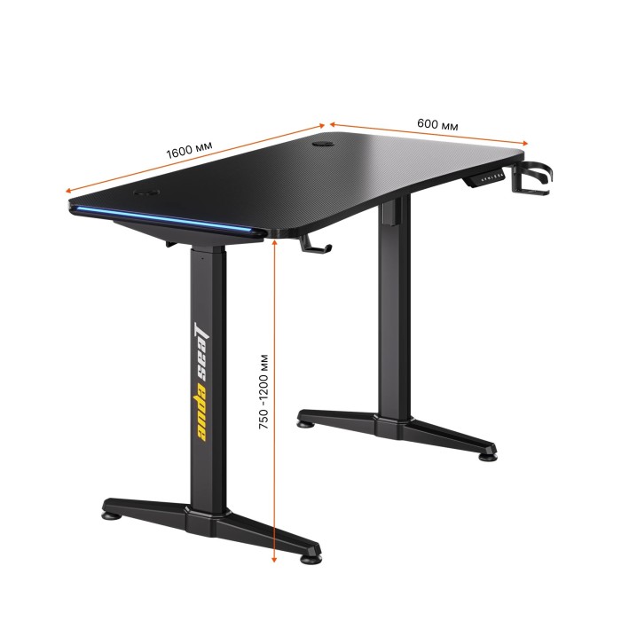 Комп’ютерний стіл з електрорегулюванням висоти Anda Seat Terminator RGB Black (AD-D-DD1-1600L-01-B)