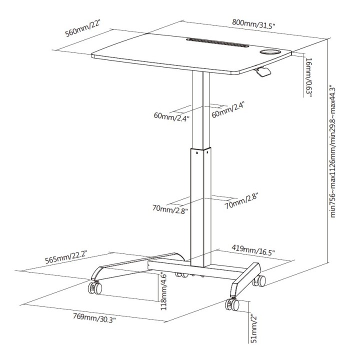 Офісний стіл з регулюванням висоти OfficePro ODM380B (ODM380B)