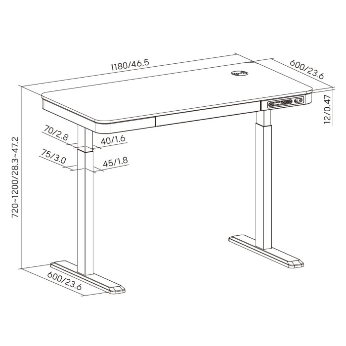 Комп’ютерний стіл з електрорегулюванням висоти OfficePro ODE111B (ODE111B)