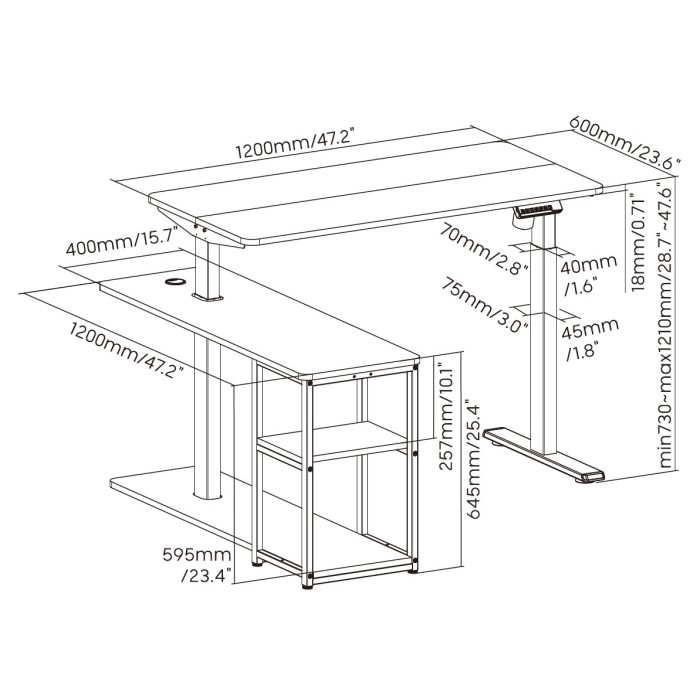 Комп’ютерний стіл з електрорегулюванням висоти OfficePro ODE119W (ODE119W)
