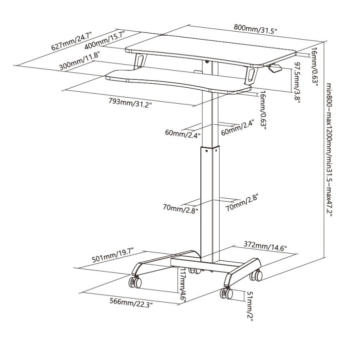 Офісний стіл з регулюванням висоти OfficePro ODM460B (ODM460B)