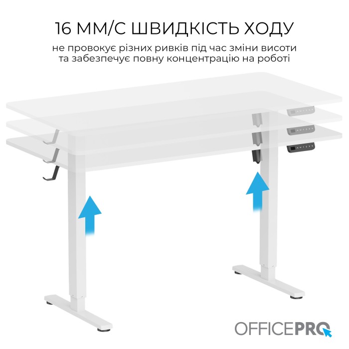 Комп’ютерний стіл з електрорегулюванням висоти OfficePro ODE1470W (ODE1470W)