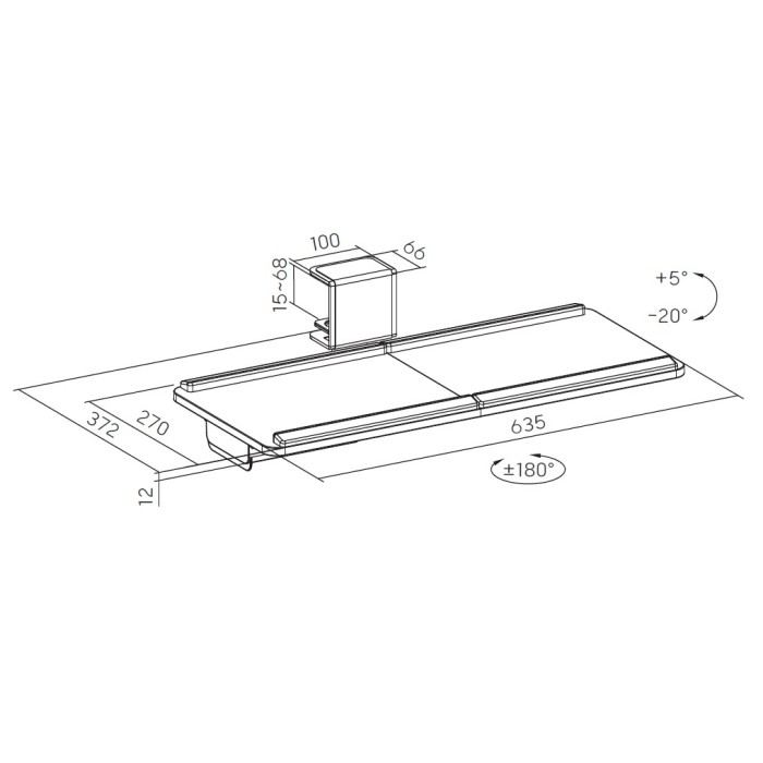 Підставка для клавіатури OfficePro KT163B Black (KT163B)