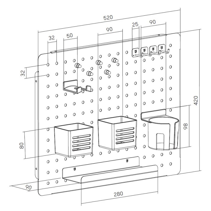 Настінна дошка-органайзер OfficePro WO910B Black (WO910B)