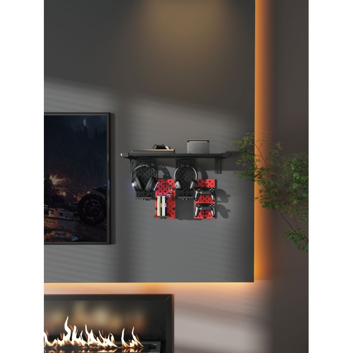 Настінна дошка-органайзер з полицею OfficePro WSO188 Black/Red (WSO188)