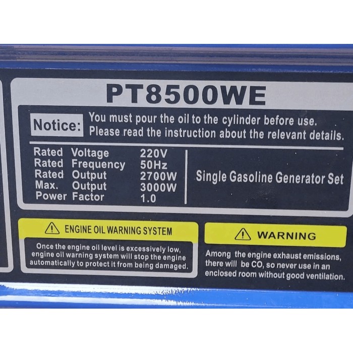 Генератор бензиновий 3 кВт Powertech PT8500WE (PT8500WE)